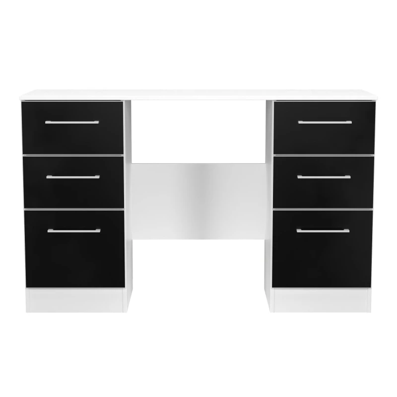 Image of Chester Double Pedestal Desk In Black & White (Ready Assembled)