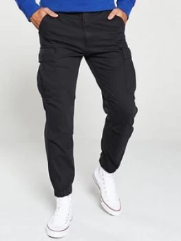 Levis Tapered Cargo Trousers - Black, Caviar, Size 38, Inside Leg Regular, Men