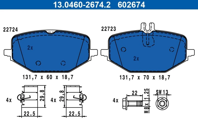 Image of Brake pad set ATE 13.0460-2674.2