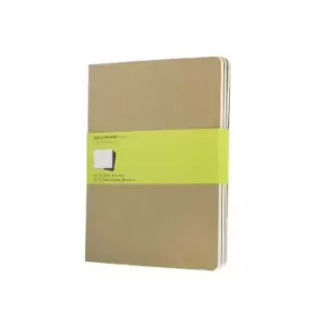 image of Moleskine Cahier Notebook XL Plain Pack of 3, Kraft