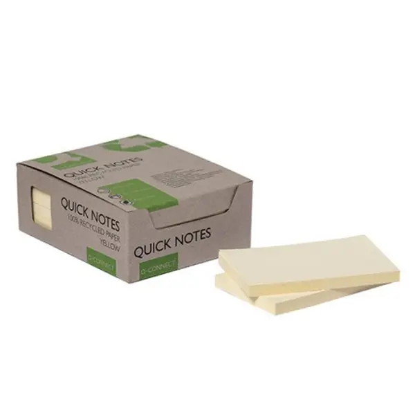 image of Q-Connect Q-Connect Recycled Notes 127x76mm Yellow (Pack of 12) KF17322 KF17322