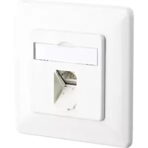 image of Metz Connect 1307371002-I Network outlet Flush mount Insert with main panel and frame CAT 6 1 port Pure white