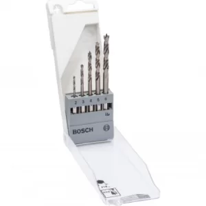 Image of Bosch 5 Piece Hex Shank Brad Point Wood Drill Bit Set