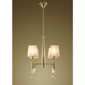 Image of Tiffany pendant lamp 4+4 E14+G9 bulbs, gold with bronze shade & transparent crystal