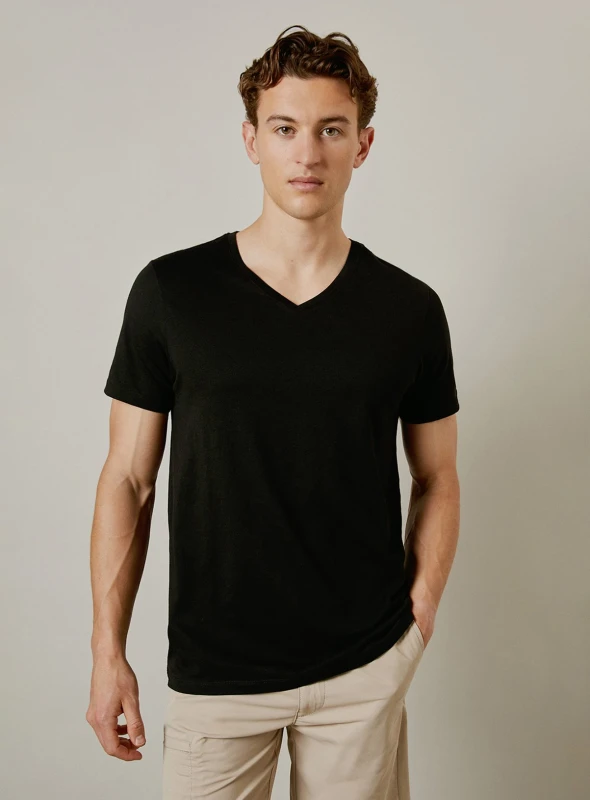 Image of Burton BURTON Black Plain V Neck T Shirt S