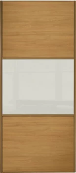 Image of Wickes Sliding Wardrobe Door Wideline Oak Panel and Soft White Glass - 2220 x 914mm