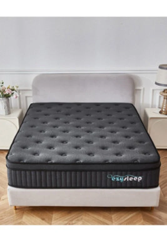 Image of Ezysleep Ezysleep 24cm Onyx Spring Foam Hybrid Mattress - 5 Year Guarantee in Black Size: Small Single Black Small Single Unisex 0721545336415