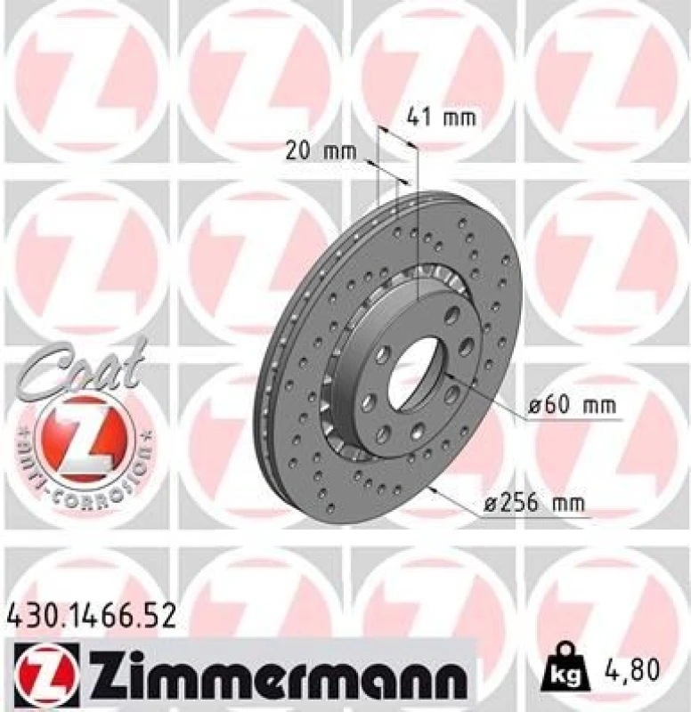Image of ZIMMERMANN Brake disc ZIMMERMANN 430.1466.52