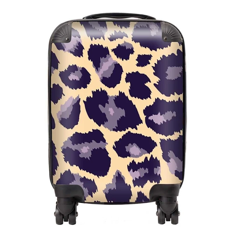 Image of Warren Reed - Designer Leopard Print Suitcase in Purple Size: Large Purple Unisex Large