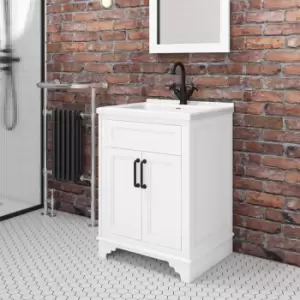 image of 600mm White Freestanding Vanity Unit with Basin - Camden