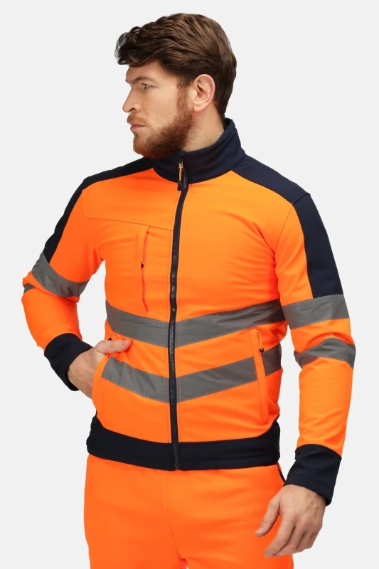Image of Regatta Regatta Hi-Vis Pro 3-Layer Softshell Jacket in Orange Size: Medium Orange M Male 5057538236796