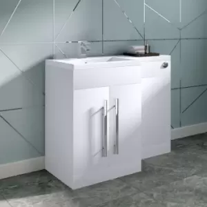 image of Calm White Left Hand Combination Vanity Unit Set (No Toilet)