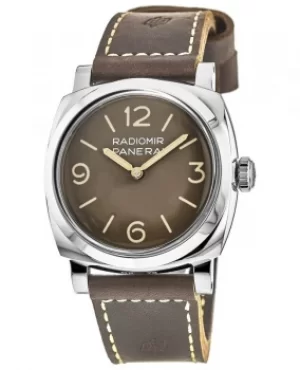 Image of Panerai Radiomir 1940 3 Days Acciaio 47mm Brown Dial Leather Strap Mens Watch PAM00662 PAM00662