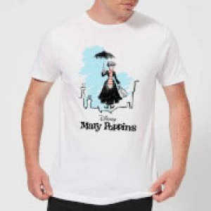 image of Mary Poppins Rooftop Landing Mens T-Shirt - White - 3XL