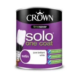 image of Crown Paints Solo Satin Pure Brilliant White 750ml