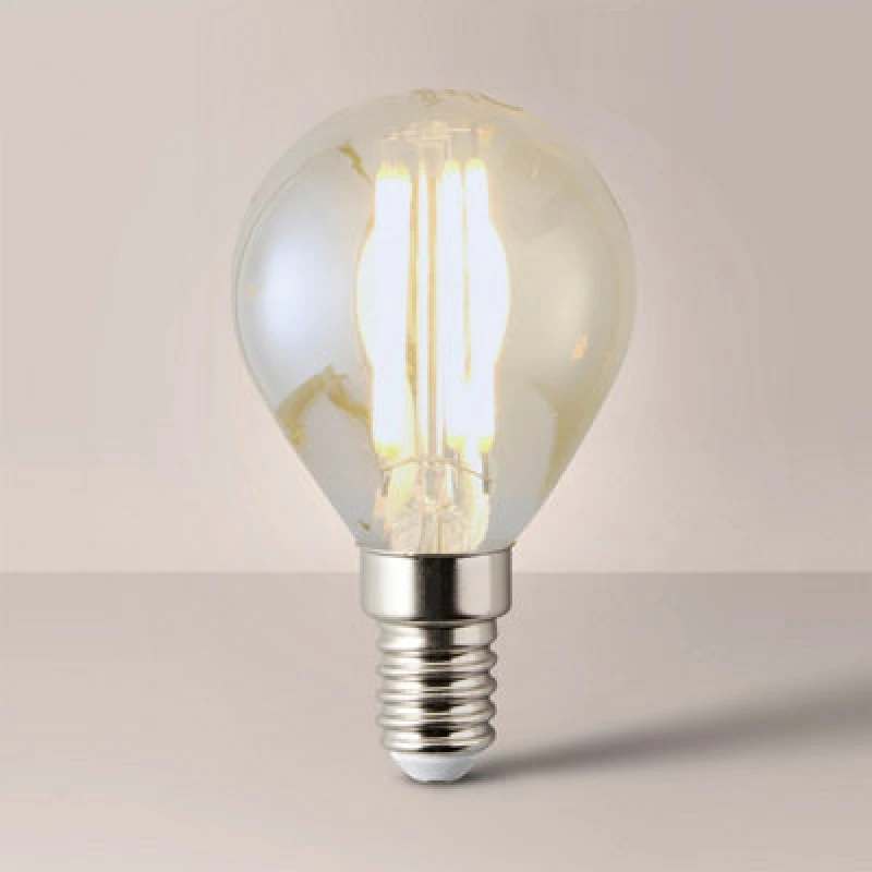 Image of ValueLights 2 Pack E14 Clear Glass Bodied Golfball LED 4W Warm Amber 2700K 440lm Light Bulb Orange