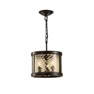 Image of Ceiling Pendant, Semi Flush Ceiling Convertible 3 Light E14 Oiled Bronze, Clear Glass