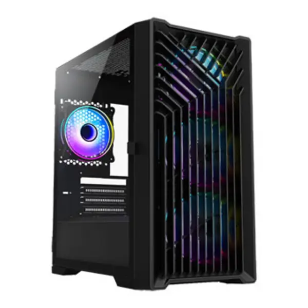 Vida Cyclone Black ARGB Gaming Case w/ Glass Window Micro ATX 4x ARGB Fans Grill/Mesh Front