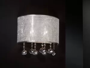 Image of Andreda 2 Light Crystal Wall Lamp Polished Mesh Chrome, G9