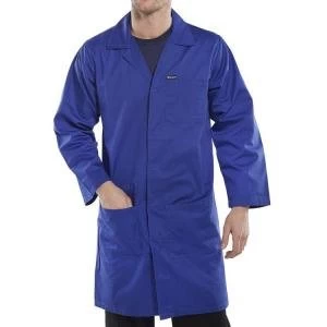 Image of Click Workwear Poly Cotton Warehouse Coat 34" Royal Blue Ref PCWCR34