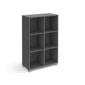Image of Giza cube storage unit 1370mm high with 6 open boxes and wooden legs - grey