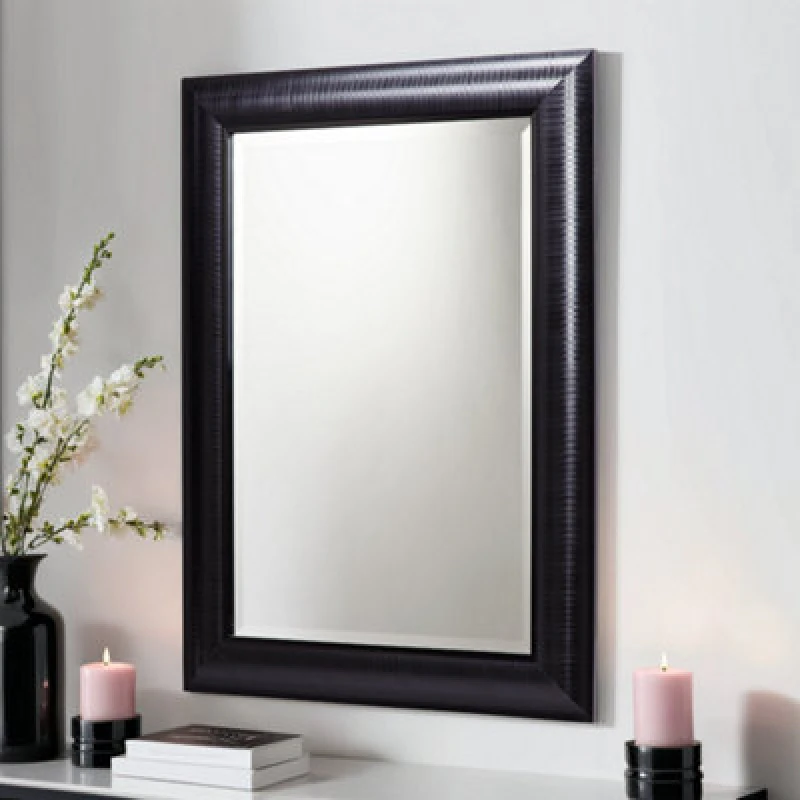 Image of Yearn Textured Black Framed Wall Mirror 77X62Cm