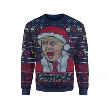 Image of IWOOT Exclusive Boris Johnson Knitted Christmas Jumper - Navy - L