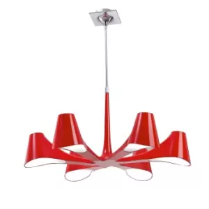 Image of Ora Telescopic Convertible To Semi Flush 6 Light E27, Gloss Red/White Acrylic/Polished Chrome, CFL Lamps INCLUDED