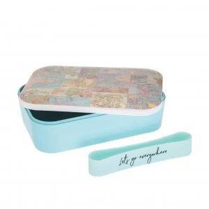 Image of Sass & Belle Vintage Map Collage Bamboo Lunch Box