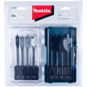 image of Makita - E-08698 8 Pieces 1/4 Hex Shank Flat Wood Spade Bit Set