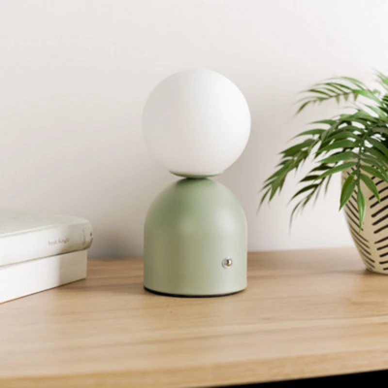 Image of ValueLights Marlow Rechargeable LED Portable Touch Table Lamp Pale Green