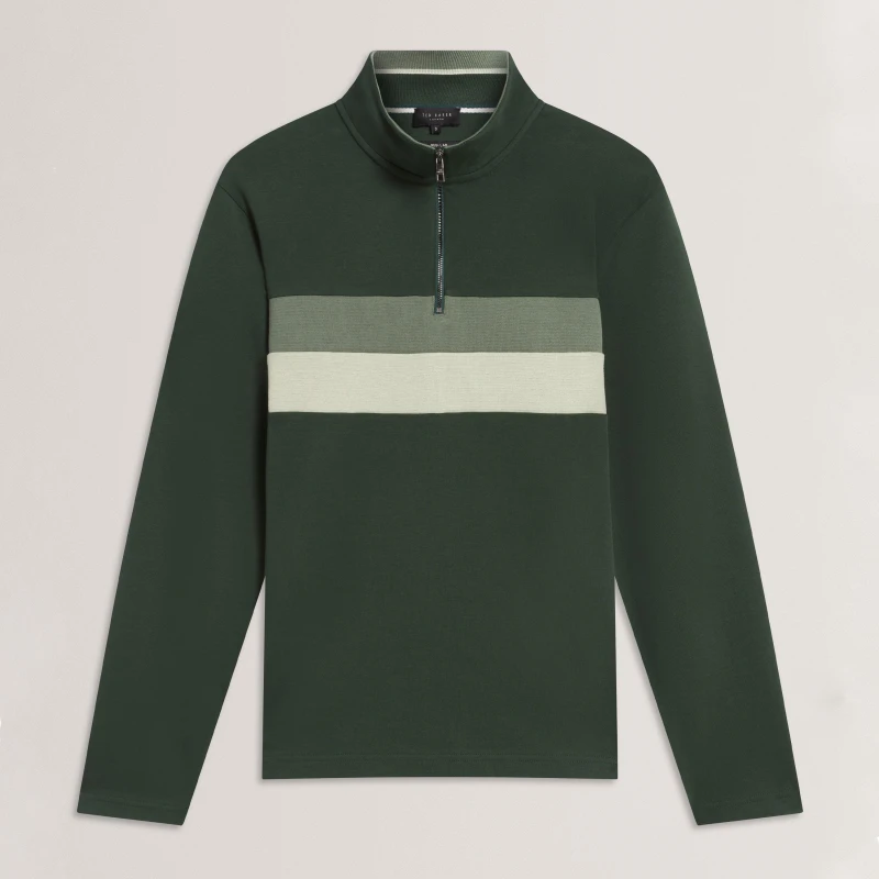 Image of Ted Baker Mens 1/4 Zip Fleece Green male S (2)