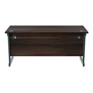 image of Jemini Single Rectangular Desk 1600x600x730mm Dark WalnutSilver