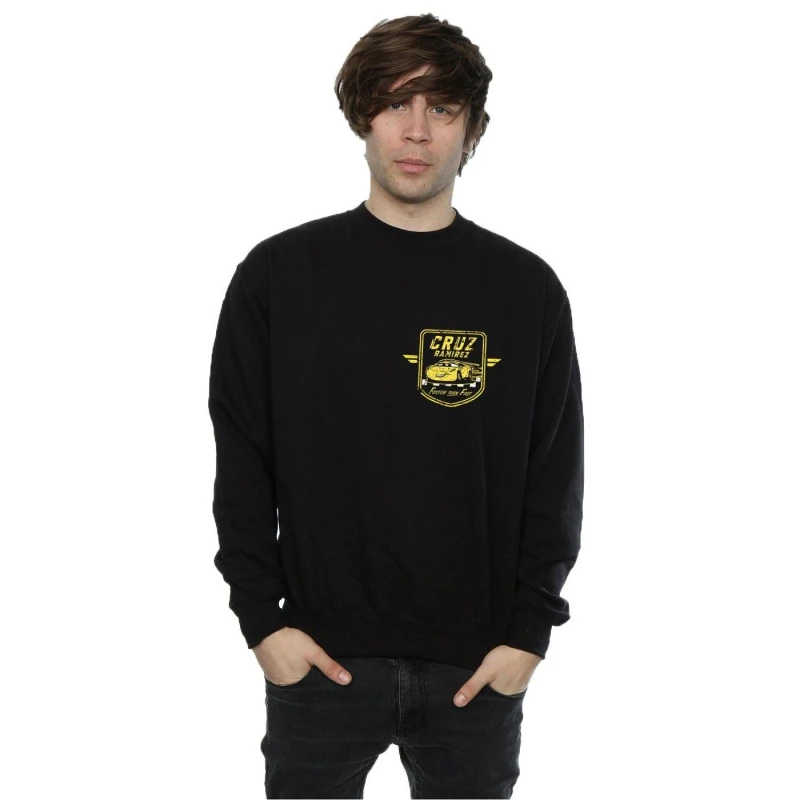 Image of Disney Men Cars Cruz Ramirez Faux Pocket Logo Sweatshirt in Black Size: Small Black S Male 5057245933605
