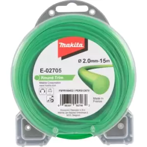 image of Makita Green Nylon Round Grass Trimmer Line 2mm 15m