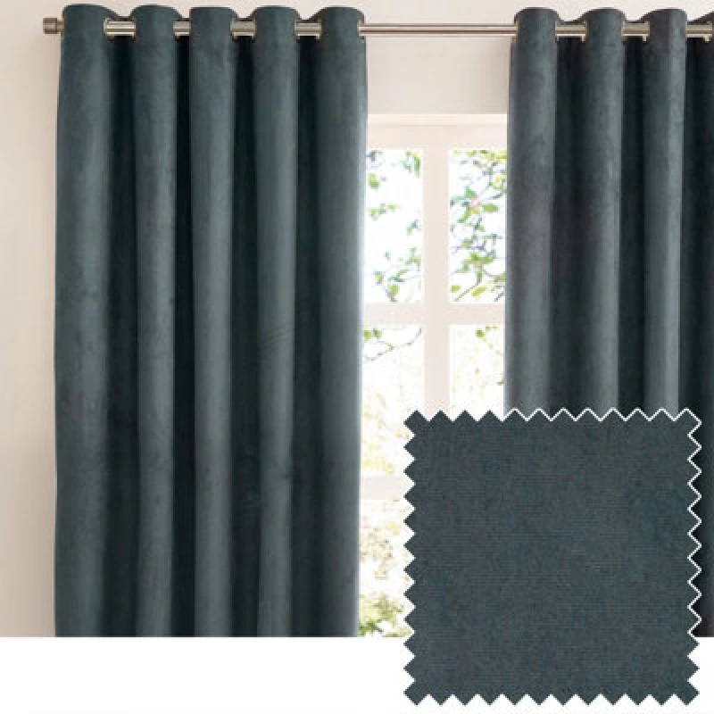 Image of Furn Furn Verso Suede 100% Blackout Eyelet Curtain Pair in Cobalt Size: 117cm width x 137cm drop Cobalt 117cm width x 137cm drop Unisex 502553235670