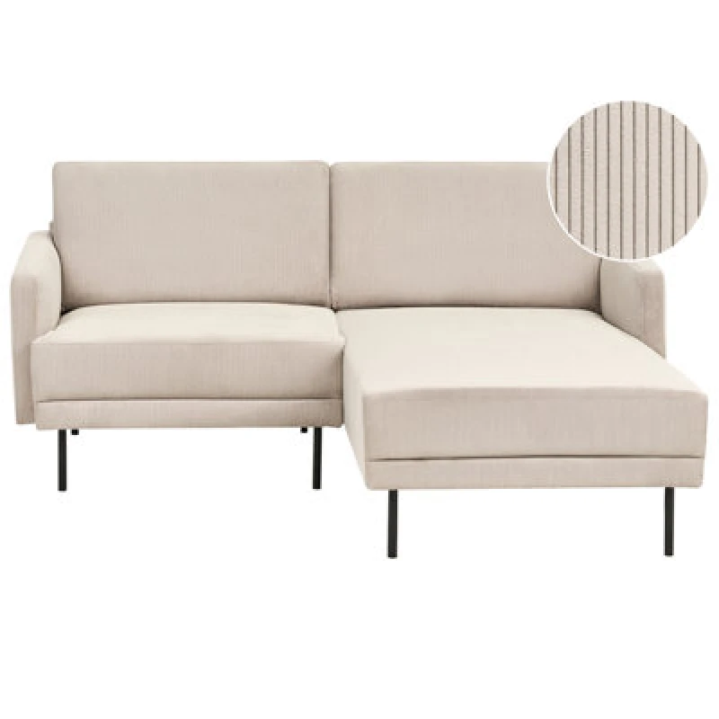 Image of Beliani Corner Sofa 2 Seater Breda Corduroy Beige Left Hand