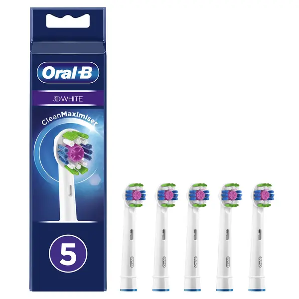 image of Oral B 3D White Electric Toothbrush Replacement Heads 5Pcs