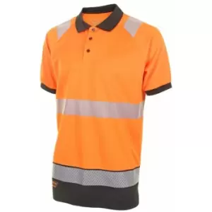 Image of B-seen Hv Polo/sweatshirt - HIVIS TWO TONE POLO SHIRT S/S OR/BLK LGE