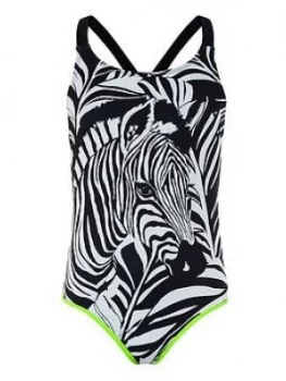 Monsoon Girls Storm S.E.W. Zara Zebra Swimsuit - Black