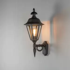 image of Pallas Outdoor Classic Large Lantern Up Wall Light - Matt Black, IP23