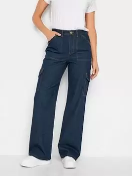 image of Long Tall Sally Long Tall Sally Dark Wash Blue Utility Trouser 36", Blue, Size 12, Length 34, Women