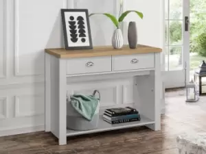 image of Birlea Highgate Grey and Oak Effect 2 Drawer Console Table Flat Packed