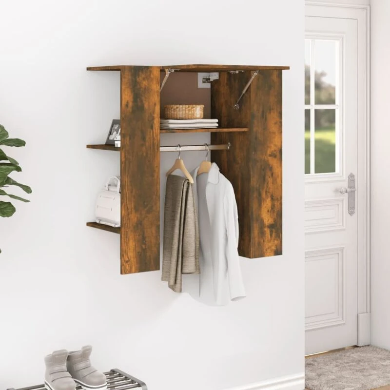 Image of Vidaxl Hallway Cabinet Smoked Oak 97.5X37X99cm Engineered Wood, Brown 820514