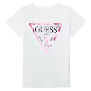 image of Guess SECRA Girls Childrens T shirt in White. Sizes available:8 ans,10 ans,12 ans,14 ans,16 ans