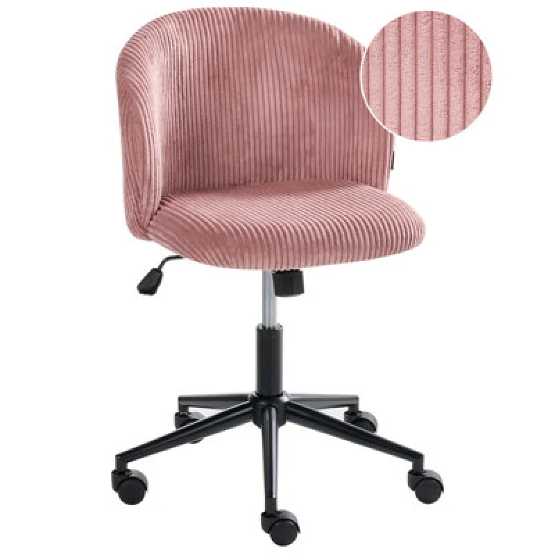 Image of Beliani Office Chair Miles Corduroy Pink
