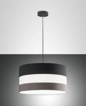 Image of Arona Cylindrical Pendant Ceiling Light Dark Grey And Dove Grey Glass, E27