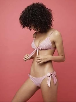 Image of Muse By Coco De Mer Roxanne Tie Side Knickers - Pink, Size XS, Women