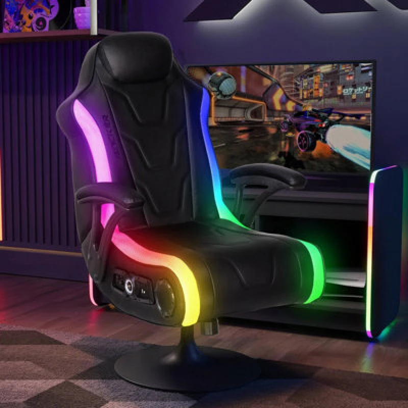 Image of X Rocker Monsoon 4.1 Audio Console LED Gaming Chair With App-Controlled RGB - Black