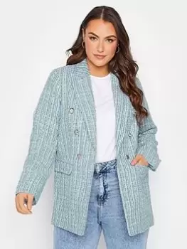 image of Yours Boucle Blazer Blue Size 16, Women